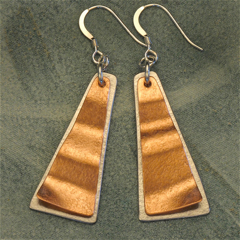 Triangular two-tone earrings